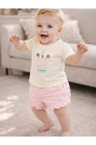 Baby Girls Printed Top and Shorts Set