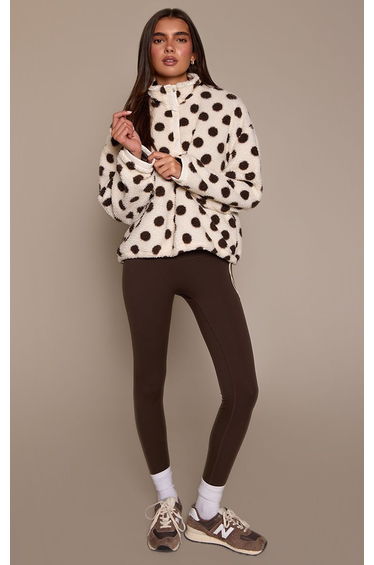 Cream Polka Dot Half Zip Fleece