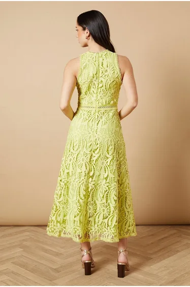 فستان دانتيل بياقة هالتر