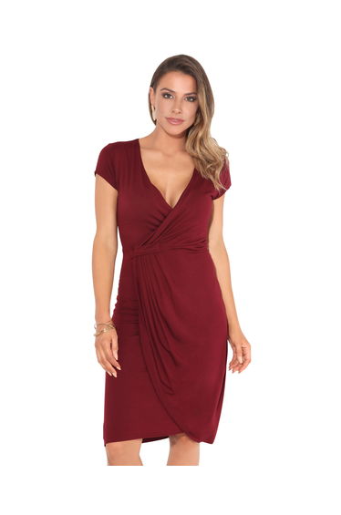 Cap Sleeve Wrap Jersey Dress
