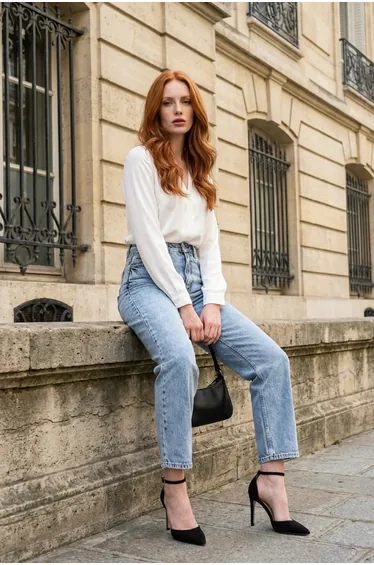 MY FASHION High Waist Slim Fit Denim Pants