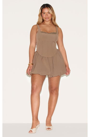 Shape Mocha Lace Trim Corset Top