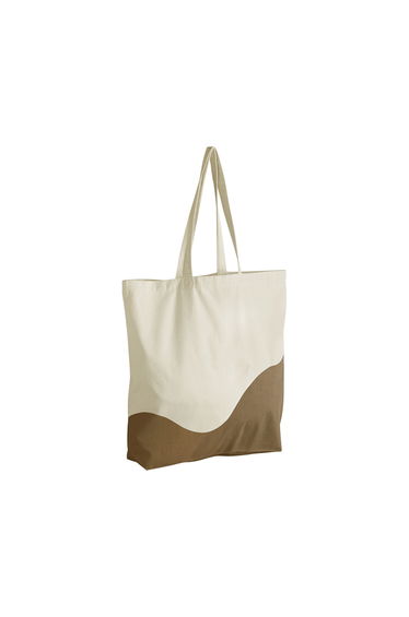 Westford Mill Wave Pattern Maxi Tote Bag - Natural/Caramel