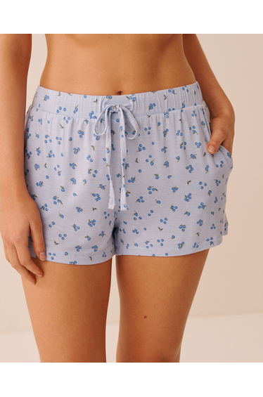 Berry Print Soft Jersey Pajama Shorts