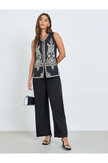 Black Embroidered Evening Waistcoat