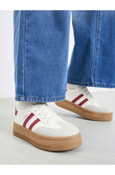 Women Beige Platform Sneakers