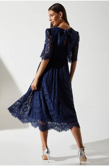 Lace Short Sleeve Midi Dress