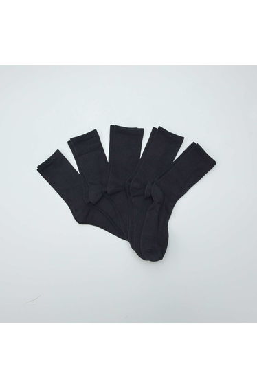 Long knit socks - Pack of 5 pairs BLACK