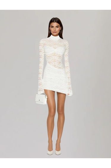 Kavixor High Neck Lace Mini Dress