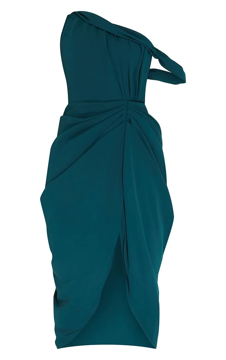 chiffon asymmetric strap draped midi dress Women's Chocolate Chiffon Asymmetric Strap Draped Midi Dress
