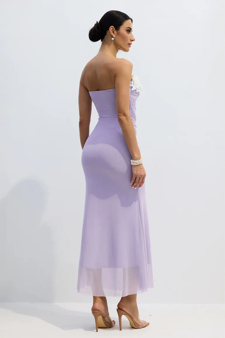 Leslie Floral Applique Strapless Chiffon Maxi Dress - 4