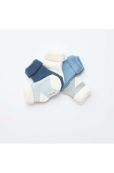 5-Pack of Cotton Socks with Rolled Cuffs BLUE