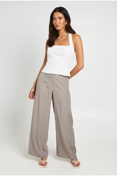 Square Neck Halter Tailored Top - white