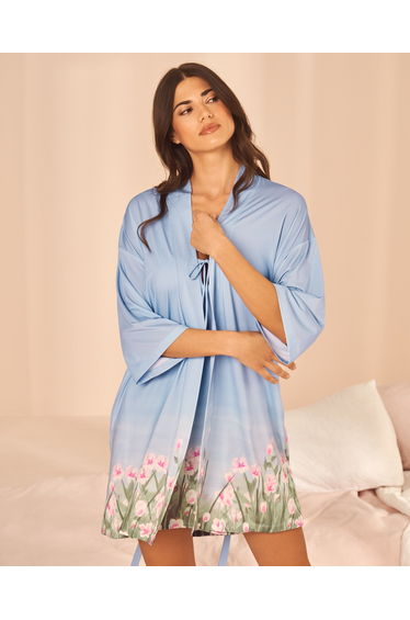 Flower Field Print Kimono
