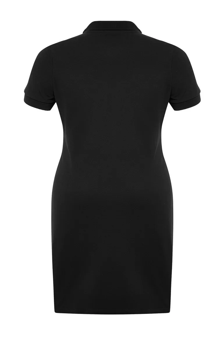 Black Polo Neck Mini 100% Cotton Knitted Dress - 5