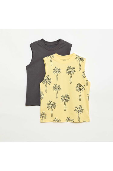 Pack of 2 round-neck tank tops YELLOW