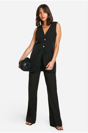 Longline Mock Horn Button Waistcoat