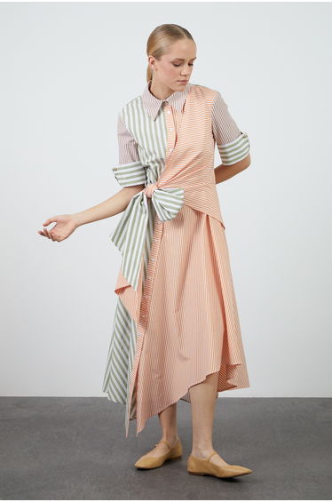 Shirt Collar Short Sleeve Long Dress