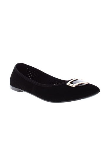 Solid Square Toe Flat Shoes with Metal Accent
