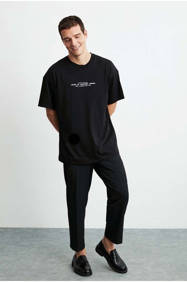 Frank Men's Oversize Fit 100% Cotton Thick Textured Printed T-shirt