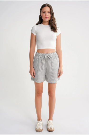 Mixray High-Waisted Striped Wide Leg Shorts