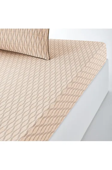 شرشف سرير قطن بحواف مطاطية بطبعة هندسية ارتفاع 30 سم 