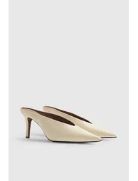 Cream High Throat Mule Court Shoes - 1