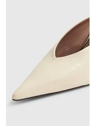 Cream High Throat Mule Court Shoes - 3