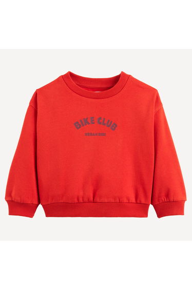 Crew Neck Fleece Sweatshirt with Slogan