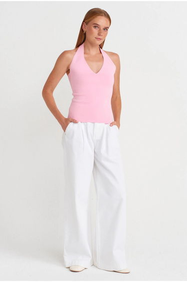 Dilvin Slim Fit Halterneck Knit Blouse