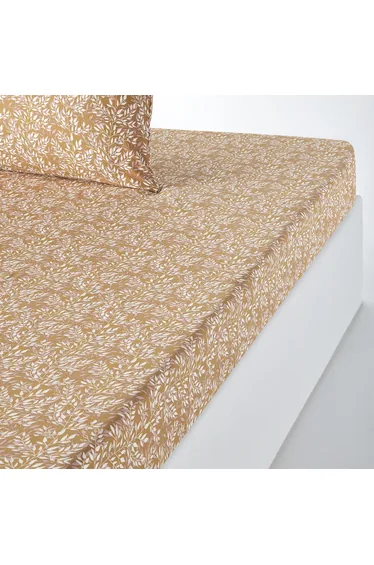 شرشف سرير قطن بطبعة أزهار بحواف مطاطية