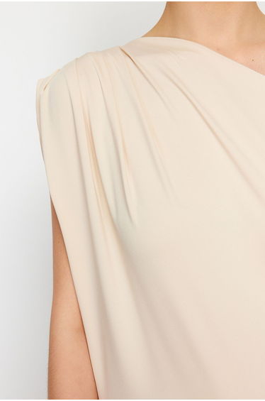 Stone Regular/Normal Fit Asymmetric Collar Zero Sleeve Flexible Knitted Blouse product thumbnail 4