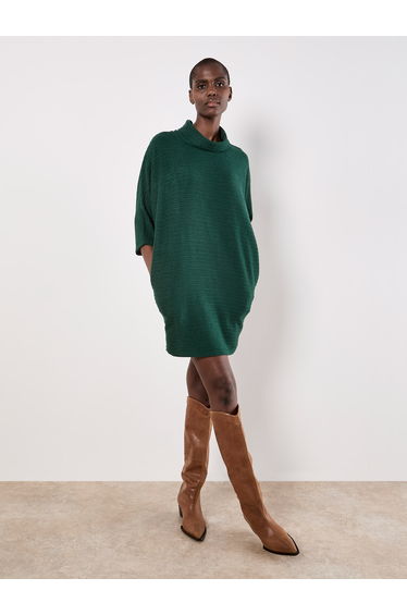 Textured Cable Knit Cocoon Jumper Mini Dress