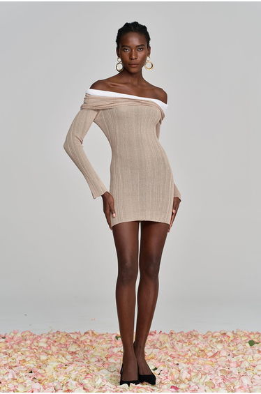 Althea Off Shoulder Hayley Knit Mini Dress