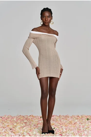 Althea Off Shoulder Hayley Knit Mini Dress