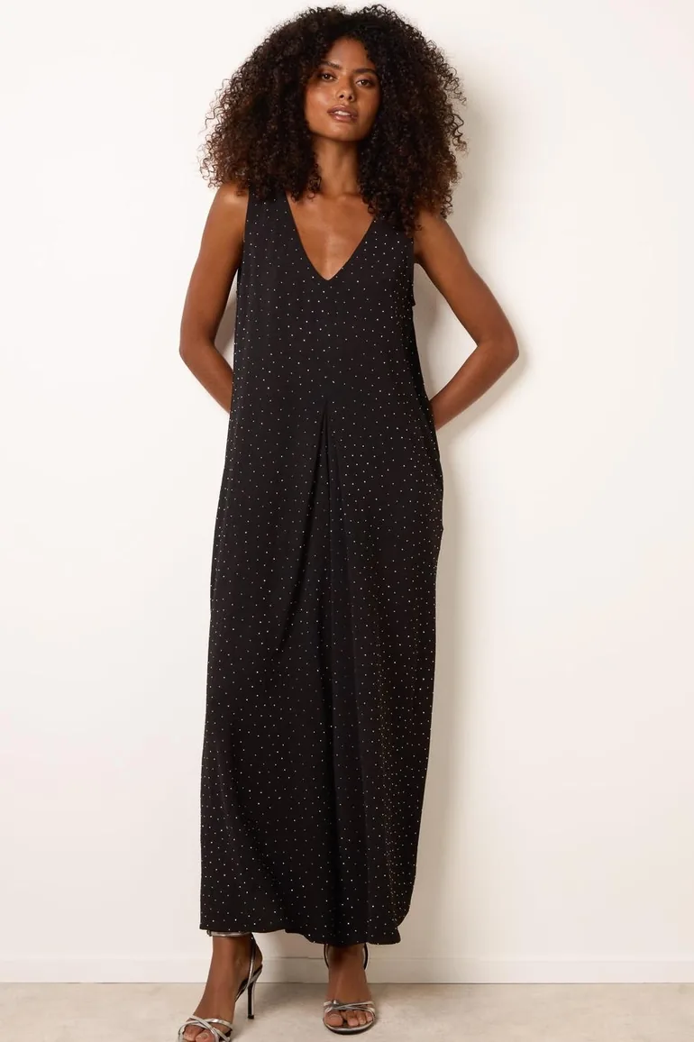 Pleat Front Diamante Jumpsuit