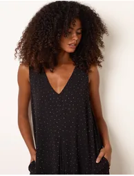 Pleat Front Diamante Jumpsuit - 3