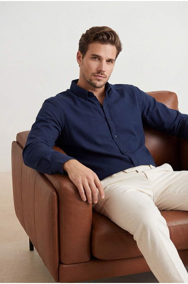 Navy Blue Regular Men's Shirt