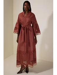 Embroidered Lace Bell Sleeve Maxi Dress