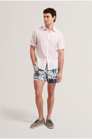 Wryte Regular Fit Linen Blend Shirt Light Pink