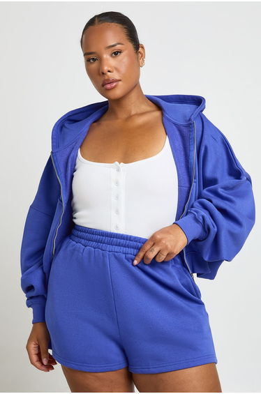 Plus Thick Waist band shorts - cobalt