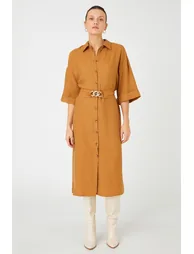 Brown Column Midi Dress - 2
