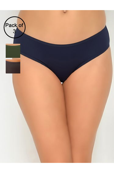 Pack of 3- Solid Bikini with Inner Elastic - Cotton
