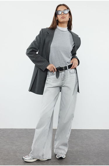 Gray High Waist Extra Wide Leg Jeans