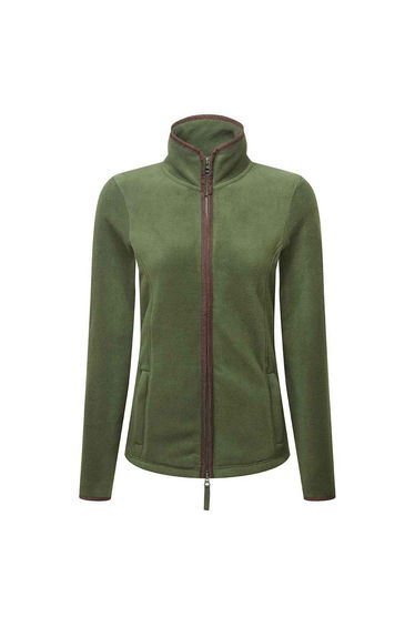 Premier Womens/Ladies Artisan Contrast Trim Fleece Jacket - Moss Green/Brown
