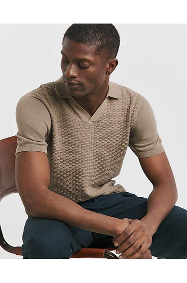 Texured Short Sleeve Knitted Polo