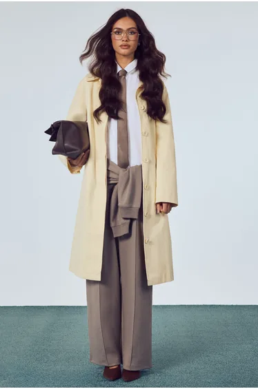 Maxi Wool Look Coat - butter