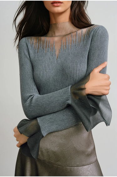 Fabrice Bell Sleeve Deconstruct Top In Grey