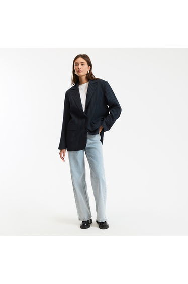 Long Oversize Pinstripe Blazer