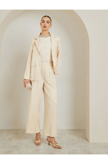 Off-White Embellished Long Sleeve Blazer